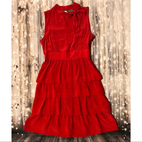 Girls from Savoy red ruffle silk tie neck dress - Picture 3 of 8
